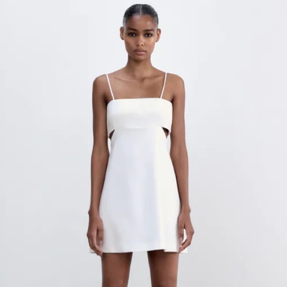 Zara white mini dress with cut outs
